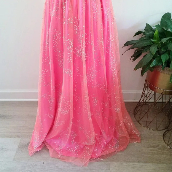 Hailey Logan Adrianna Papell Hot Pink Barbie Sleeveless Glittter Gown Dress 5/6 - Picture 6 of 16